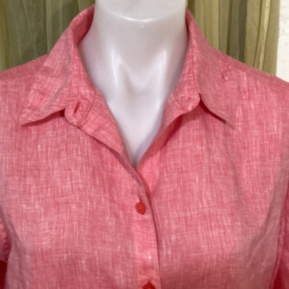 Chicos size 1 Large 100% linen button front top - Picture 3 of 6